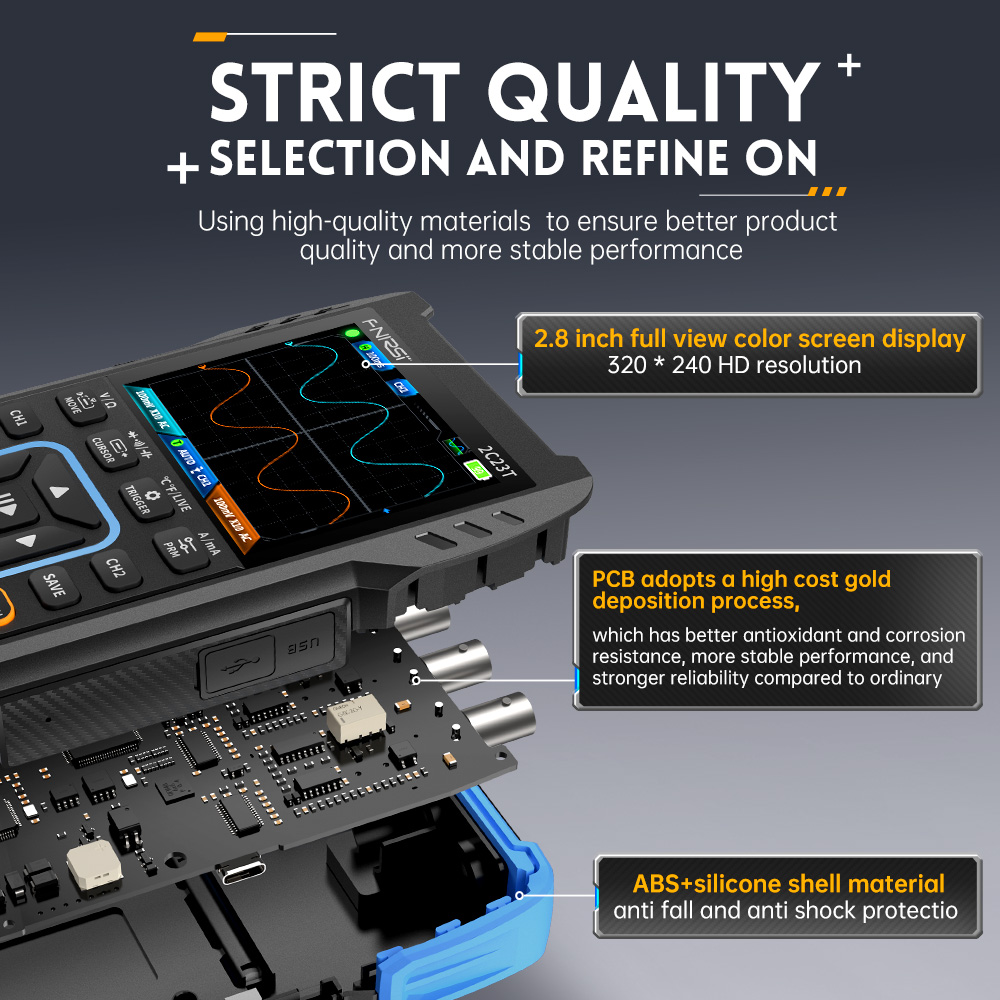 Fnirsi Digital Oscilloscope Handheld - 2C23T 3-in-1 디지털 오실로스코프, 10MHz 듀얼